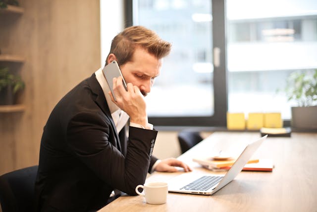 man talking on phone